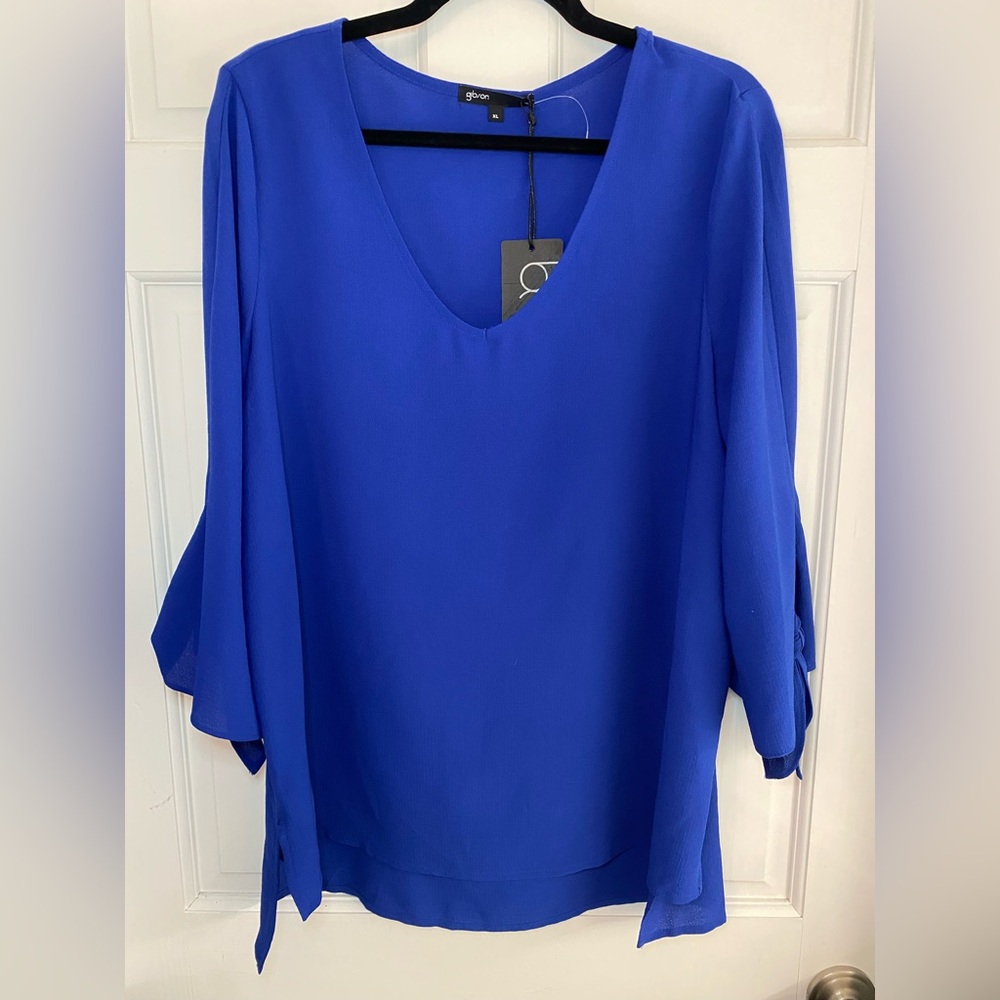 Gibson Cobalt Blue Lightweight Gauzy Blouse Top Extra Large/XL NWT E